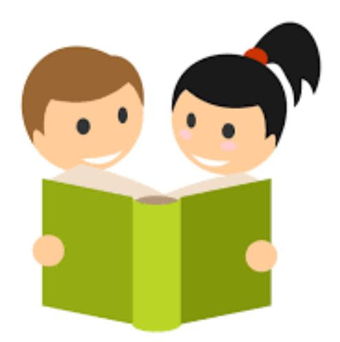 Clipart-Grafik: zwei Kinder schauen in ein Buch