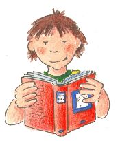 Illustration eines lesenden Buben